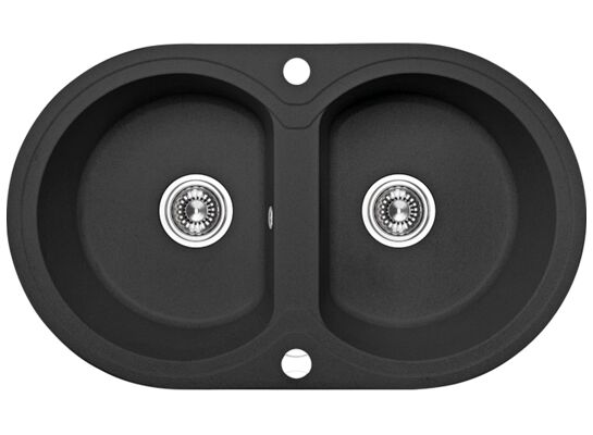 Zlewozmywak Dafne wpuszczany 2-komorowy 47 x 78 cm czarny Laveo