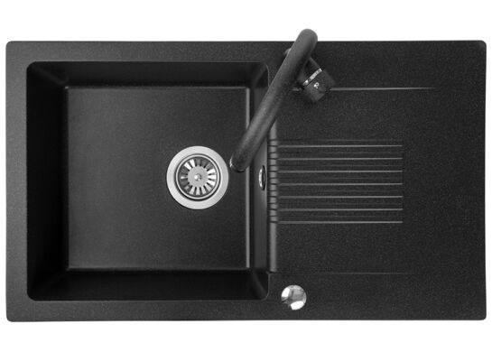 Zlewozmywak  Bingo wpuszczany 1-komorowy z ociekaczem 44 x 76 cm czarny Laveo