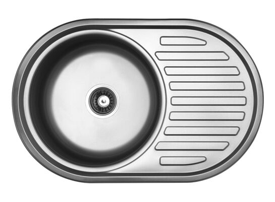 Zlewozmywak  Faro wpuszczany 1-komorowy z ociekaczem 50 x 77 cm stalowy Kuchinox