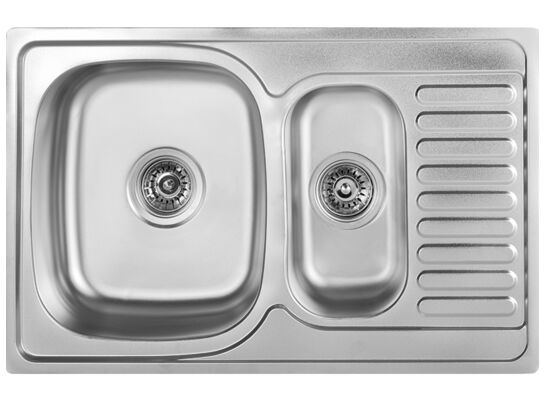 Zlewozmywak Junak wpuszczany 1,5-komorowy z ociekaczem 50 x 78 cm stalowy Kuchinox