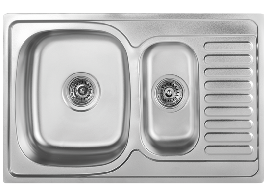 Zlewozmywak Junak wpuszczany 1,5-komorowy z ociekaczem 50 x 78 cm stalowy Kuchinox