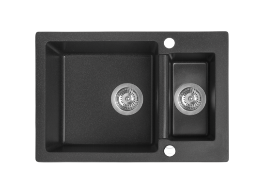 Zlewozmywak  Celia wpuszczany 1,5-komorowy  44 x 65 cm czarny Laveo