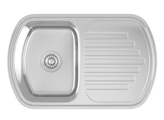 Zlewozmywak  Jasper wpuszczany 1-komorowy z ociekaczem 49 x 77 cm stalowy Kuchinox