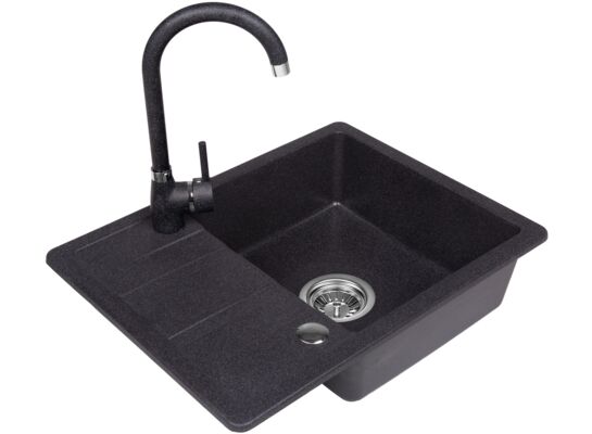 Zlewozmywak  Stella wpuszczany 1-komorowy z ociekaczem 44 x 58 cm czarny Laveo