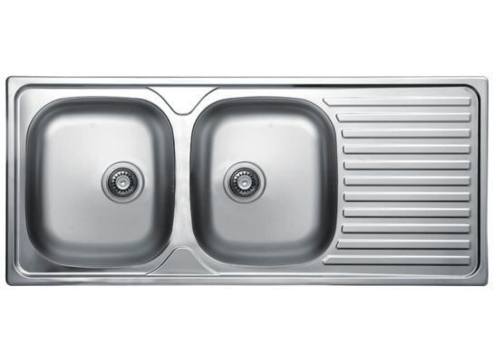 Zlewozmywak  Orion wpuszczany 2-komorowy z ociekaczem 50 x 116 cm stalowy Kuchinox