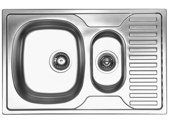 Zlewozmywak  Orion wpuszczany 1,5-komorowy z ociekaczem 50 x 78 cm stalowy Kuchinox