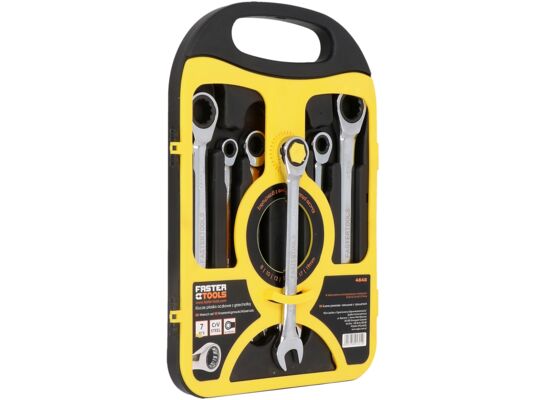 Klucz płasko-oczkowe z grzechotką 7 szt. FASTER TOOLS