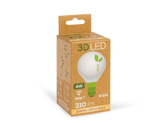 Żarówka ledowa 3LED kulka E-14 4W barwa ciepła 