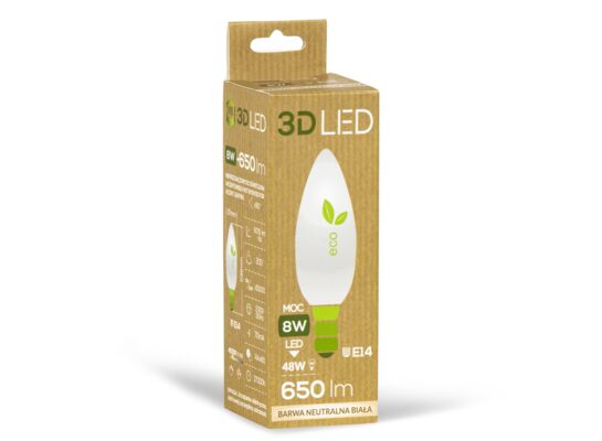 Żarówka ledowa 3LED świeczka E-14 8W barwa neutralna