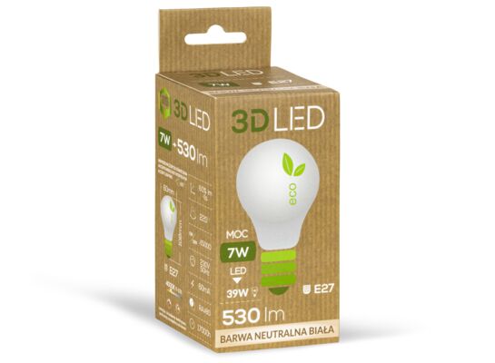 Żarówka ledowa 3LED tradycyjna E-27 7W barwa neutralna