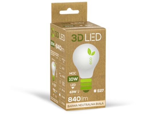 Żarówka ledowa 3LED tradycyjna E-27 10W barwa neutralna