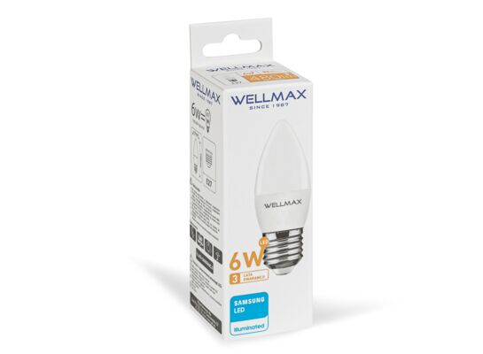 Żarówka ledowa Wellmax Samsung świeczka LED E-27 6W barwa ciepła