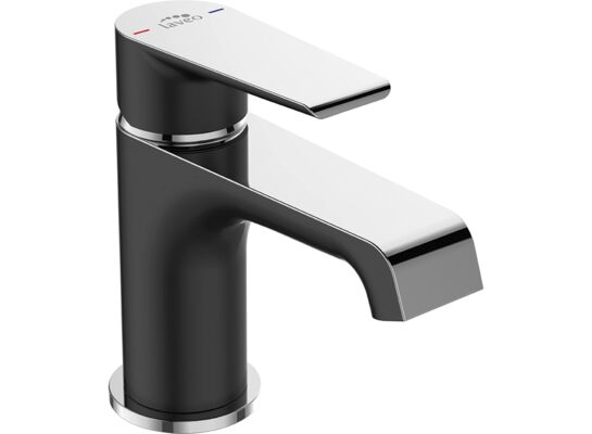 Bateria umywalkowa stojąca z korkiem LARGO, czarny/chrom