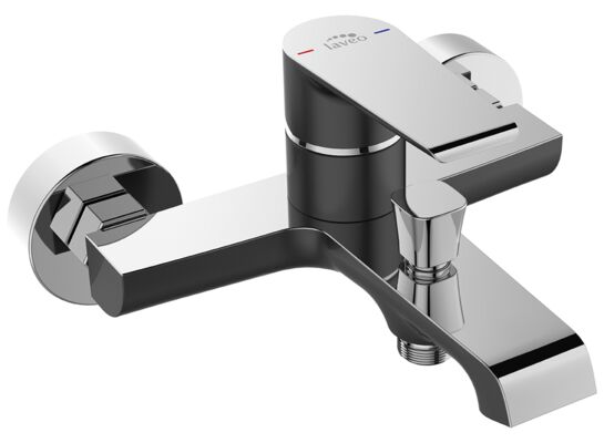 Bateria wannowa ścienna bez zestawu natryskowa LARGO, czarny/chrom LARGO