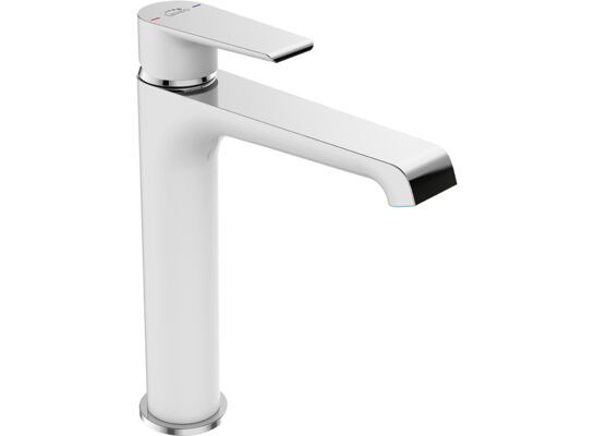 Bateria umywalkowa stojąca nablatowa LARGO, biały/chrom