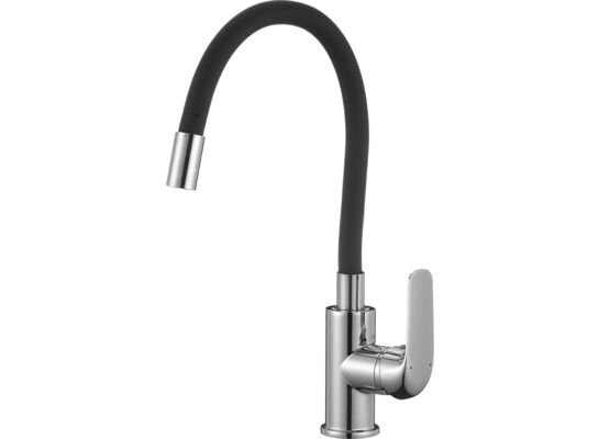 Bateria zlewozmywakowa stojąca z elastyczną wylewką, ELZA chrom/czarny