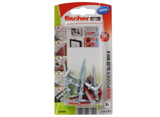 Kołek uniwersalny DUOPOWER z hakiem prostym 6X30 WH K NV