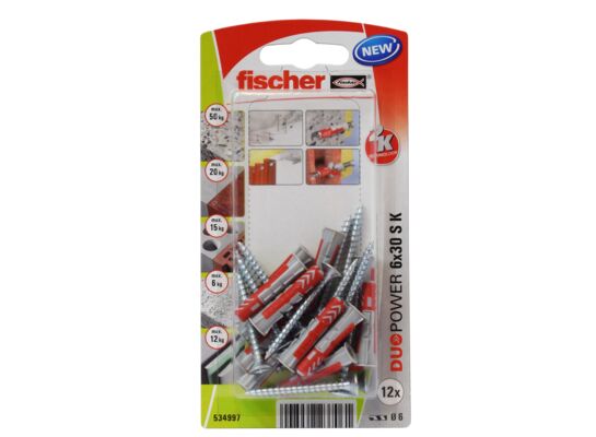 Kołek uniwersalny DUOPOWER z wkrętem 6X30 S K NV