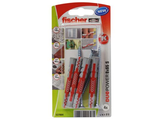 Kołek uniwersalny DUOPOWER z wkrętem 8x65 S K NV