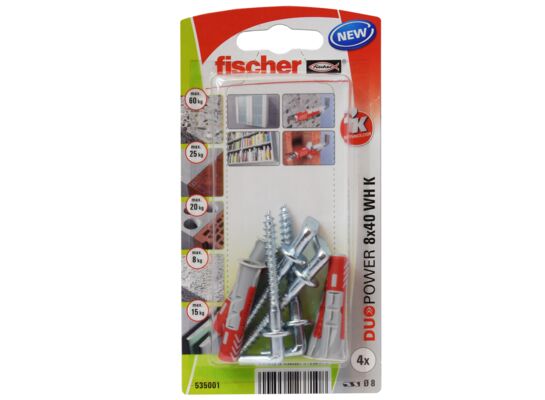 Kołek uniwersalny DUOPOWER z hakiem prostym 8X40 WH K NV 