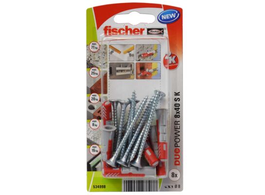 Kołek uniwersalny DUOPOWER z wkrętem 8X40 S K NV