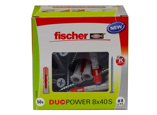 Kołek uniwersalny DUOPOWER z wkrętem DUOPOWER 8X40 SBOX DIY 50 szt.