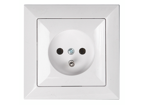 Gniazdo pojedyncze z uziemieniem biały PERŁA
