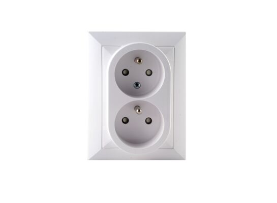 Gniazdo podwójne Perła białe 2x2P+Z