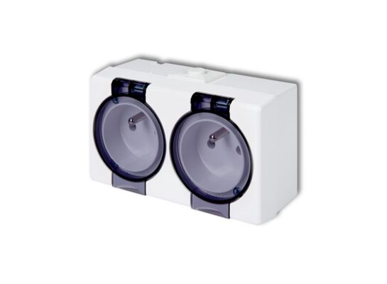 Gniazdo podwójne Senior biały 2x2P+Z IP44