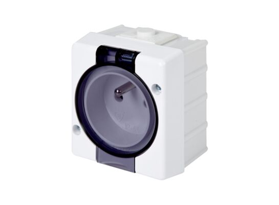 Gniazdo pojedyncze Senior biały 2P+Z IP44