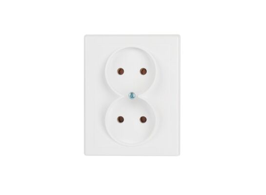 Gniazdo podwójne bez uziemienia Jowisz białe