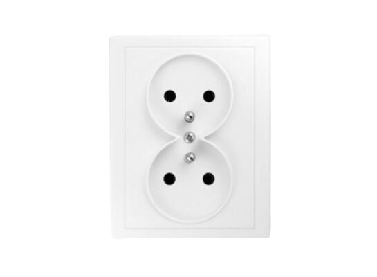 Gniazdo podwójne z uziemieniem Jowisz białe