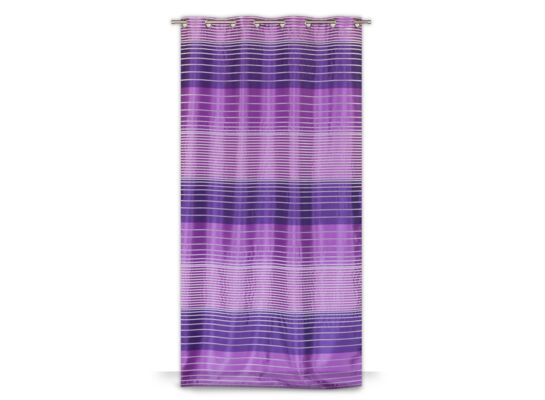 Firana na przelotkach 140 x 240 cm fioletowa, poziome pasy