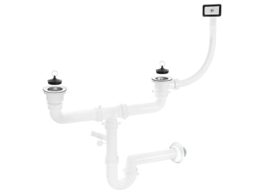 Syfon 2x2" z przelewem 2-komorowy OKS B14T