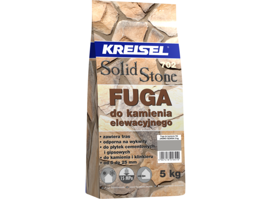 Fuga do kamienia elewacyjnego Solid Stone 702 5 kg jasnoszara KREISEL