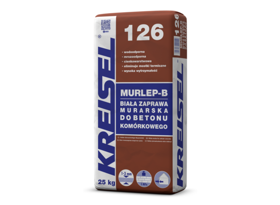 Zaprawa murarska do betonu komórkowego Murlep-B 126 M5 biała 25 kg KREISEL