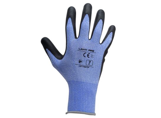 Rękawice ochronne powlekane lateksem LAHTI PRO czarno niebieskie 8
