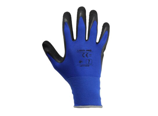 Rękawice ochronne powlekane lateksem LAHTI PRO czarno granatowe 9
