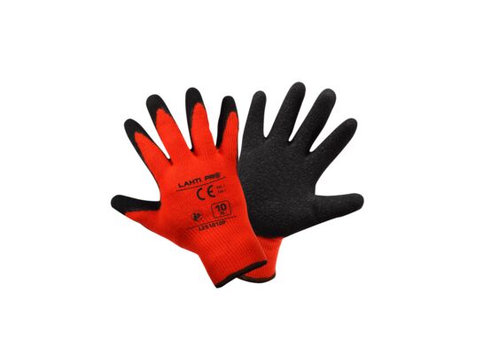 Rękawice ochronne ocieplane powlekane lateksem LAHTI PRO czarno pomarańczowe 8