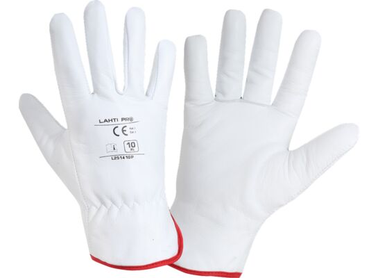 Rękawice ochronne ocieplane z koziej skóry LAHTI PRO białe 10
