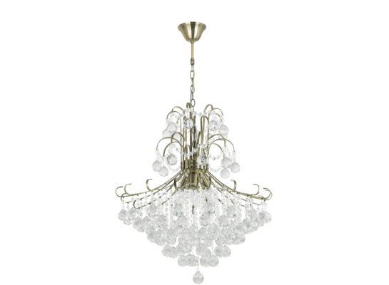 Lampa wisząca kryształowa 6245/6 21QG mosiądz Elem