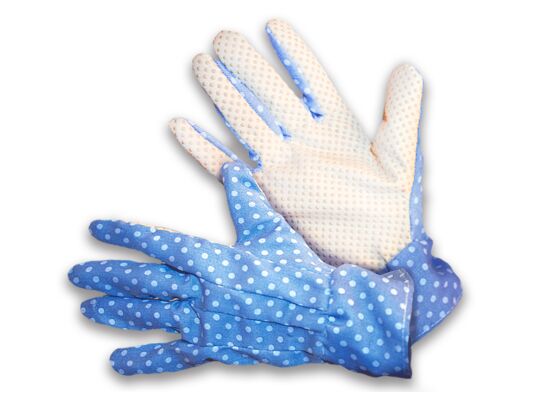Rękawice ogrodowe Doris lawendowo-niebieskie w groszki rozmiar 8