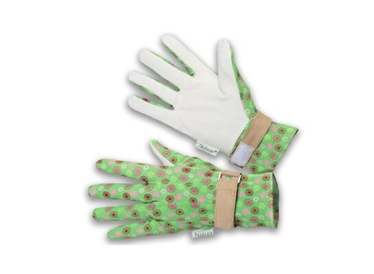 Rękawice ogrodowe Majbacka zielone we wzorki rozmiar 9