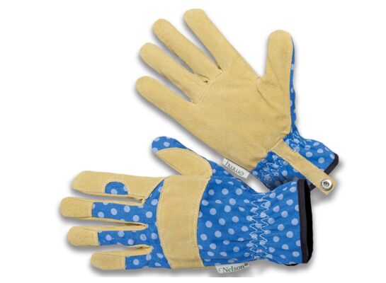 Rękawice ogrodowe Ranch lawendowo-niebieskie w groszki rozmiar 5