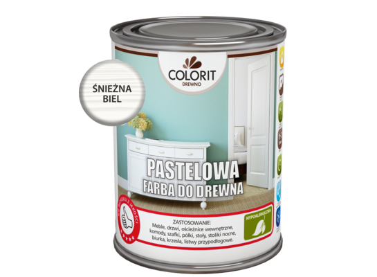 Pastelowa farba do drewna Śnieżna biel 0,75 l Colorit Drewno