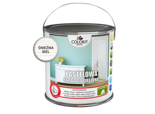 Pastelowa farba do drewna Śnieżna biel 2,5 l Colorit Drewno