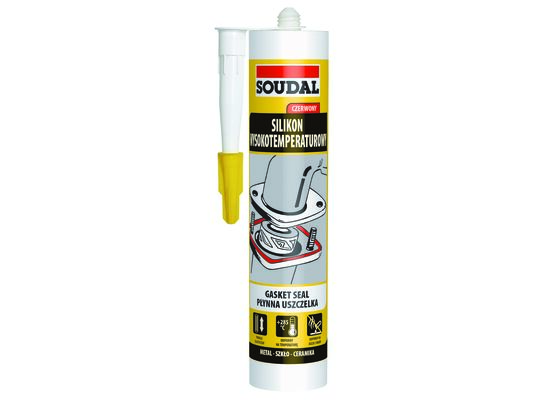 Silikon wysokotemperaturowy czerwony 280 ml Soudal