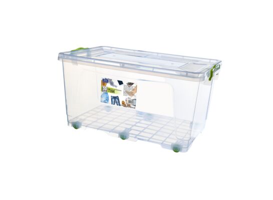 Pojemnik do przechowywania na kółkach TIM 50 l transparentny