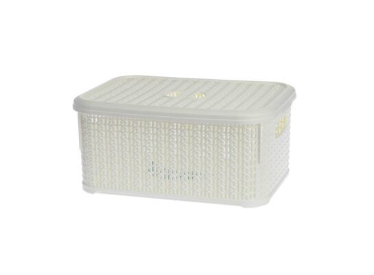 Koszyk prostokątny z przykrywką 6 l WILLOW biały