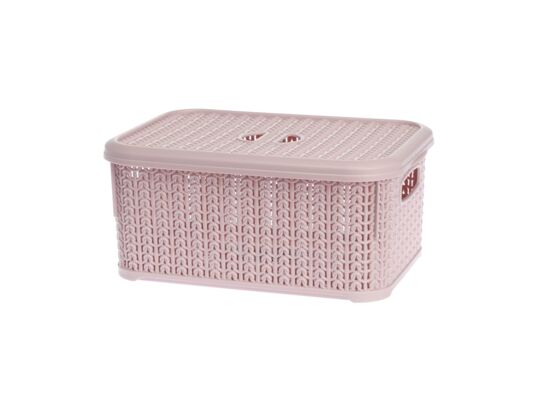 Koszyk prostokątny z przykrywką 6 l WILLOW różówy